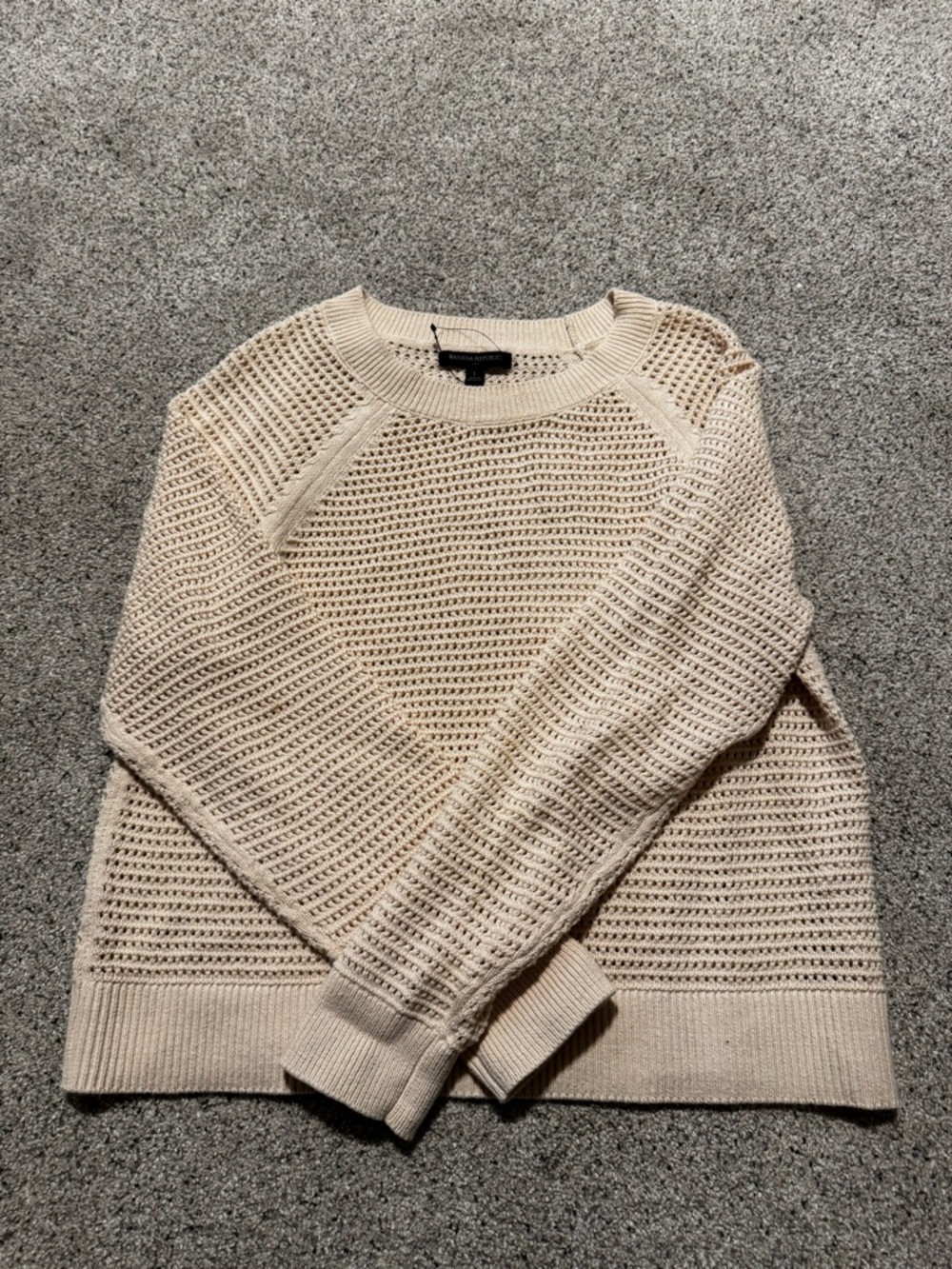 Banana Republic Cream Open-Knit Crewneck Sweater